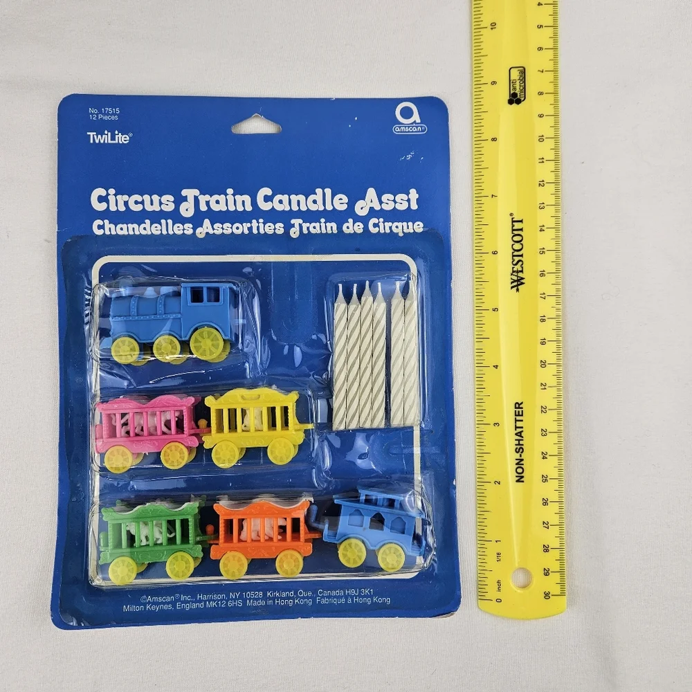 Vintage Circus Train Candle Set - Blue, Yellow, Pink, Orange Birthday